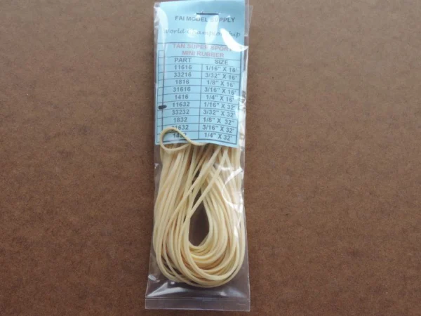 1/16″ X 32′  Mini Tan Super Sport Rubber packet - a 3 pack set