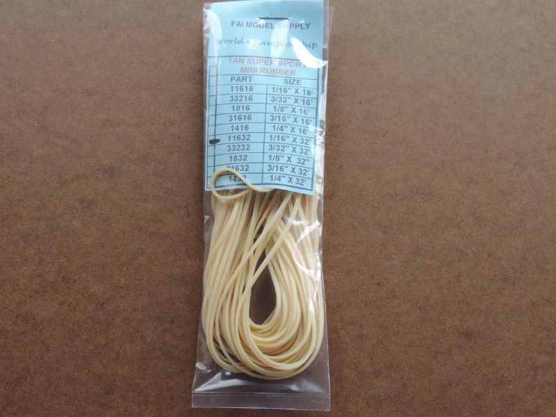 1/16″ X 32′ Mini Tan Super Sport Rubber packet - a 3 pack set