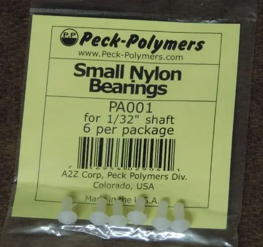 Nylon Thrust Bearings, Small; Qty Pkg 6; Hole I.D. 1/32″; O.D. 1/8″