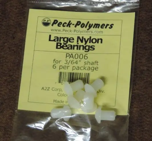 Nylon Thrust Bearings;  Qty Pkg 6; Hole I.D. 3/64″; O.D. 1/4″