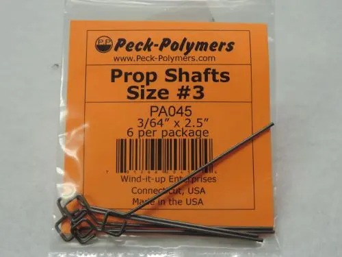 Prop Shafts (diamond shaped hook) qty pkg 6; dia. 3/64″; length 2 1/2″