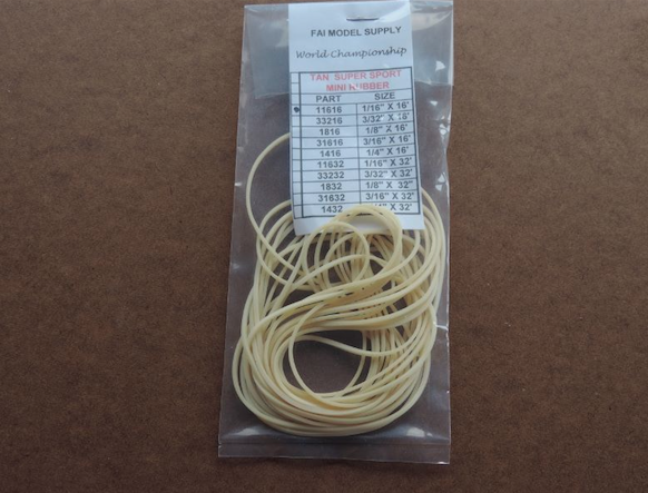 1/16″ X 16′  Mini Tan Super Sport Rubber packet - a 3 pack set