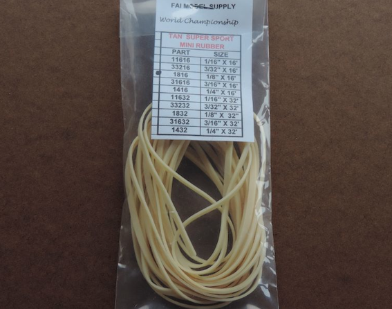 1/8″ X 16′  Mini Tan Super Sport Rubber packet - a 3 pack set